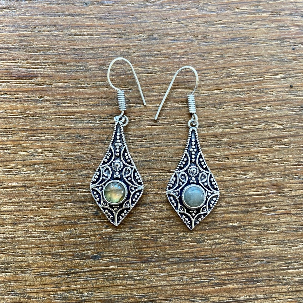 Labradorite gemstone dangle earrings NWOT